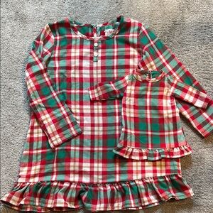Jammie Co. Red and Green Plaid Kids Pajama Nightgown Set